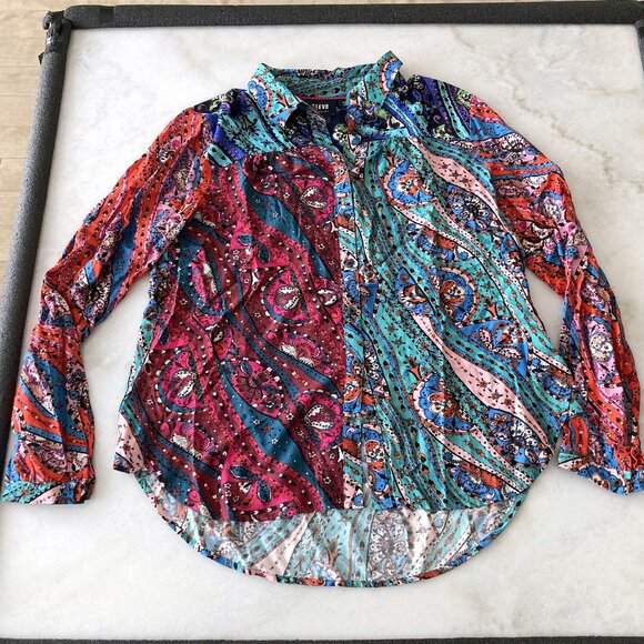 Anthropologie Maeve The Paz Buttondown Shirt / top, colorful print, relaxed fit - Picture 4 of 8